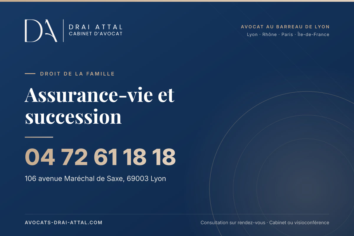 Assurance-vie et succession – Cabinet Drai Attal, avocat à Lyon, 106 avenue Maréchal de Saxe 69003 Lyon, tél. 04 72 61 18 18