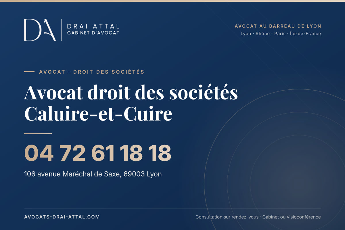 Avocat droit des sociétés Caluire-et-Cuire Avocat droit des sociétés Caluire-et-Cuire – Cabinet Drai Attal, avocat à Lyon, 106 avenue Maréchal de Saxe 69003 Lyon, tél. 04 72 61 18 18