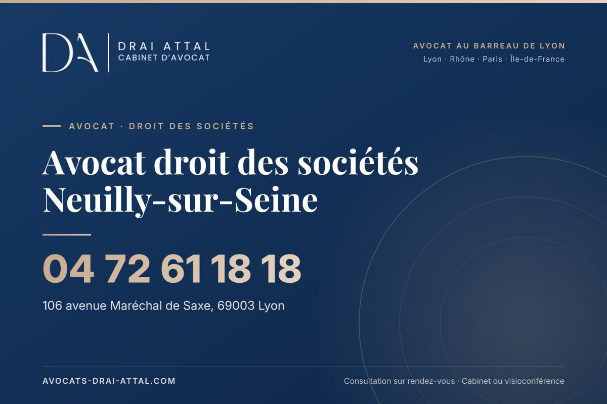 Avocat droit des sociétés Neuilly-sur-Seine – Cabinet Drai Attal, avocat à Lyon, 106 avenue Maréchal de Saxe 69003 Lyon, tél. 04 72 61 18 18