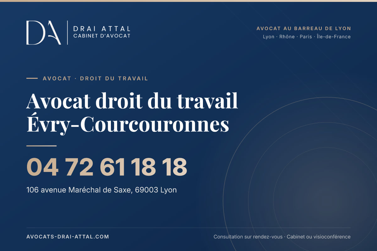 Avocat droit du travail Évry-Courcouronnes – Cabinet Drai Attal, avocat à Lyon, 106 avenue Maréchal de Saxe 69003 Lyon, tél. 04 72 61 18 18
