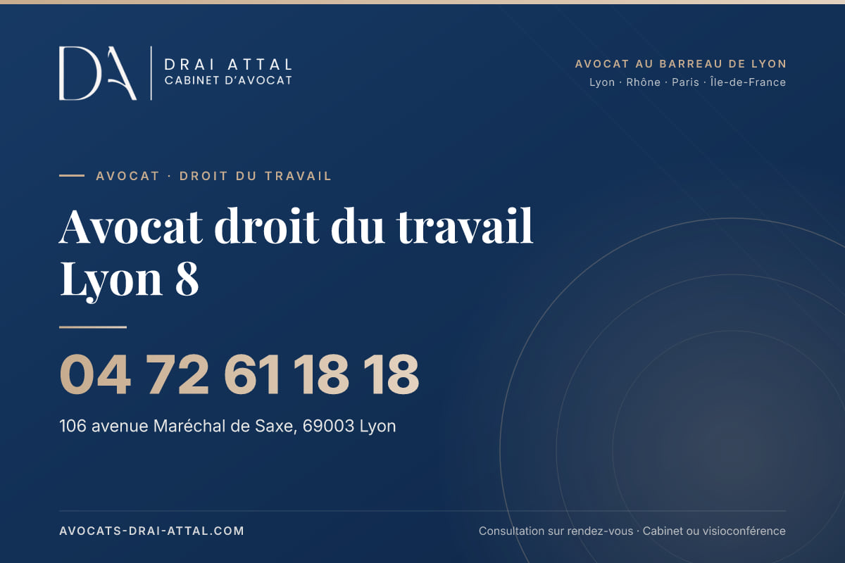 Avocat droit du travail Lyon 8 – Cabinet Drai Attal, avocat à Lyon, 106 avenue Maréchal de Saxe 69003 Lyon, tél. 04 72 61 18 18