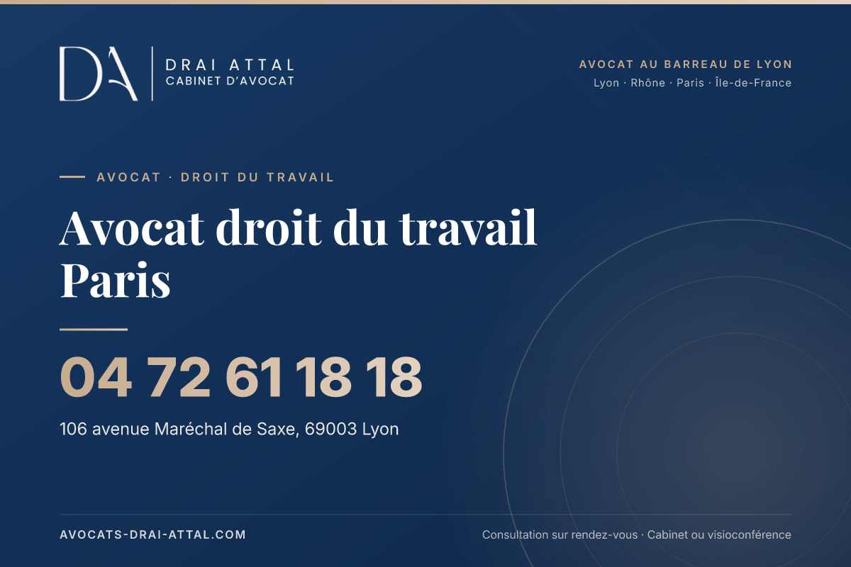 Avocat droit du travail Paris – Cabinet Drai Attal, avocat à Lyon, 106 avenue Maréchal de Saxe 69003 Lyon, tél. 04 72 61 18 18