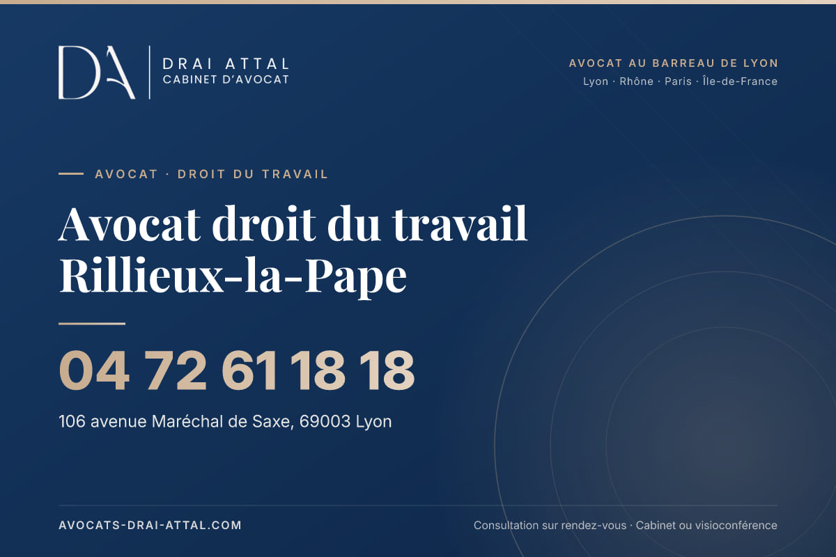 Avocat droit du travail Rillieux-la-Pape – Cabinet Drai Attal, avocat à Lyon, 106 avenue Maréchal de Saxe 69003 Lyon, tél. 04 72 61 18 18
