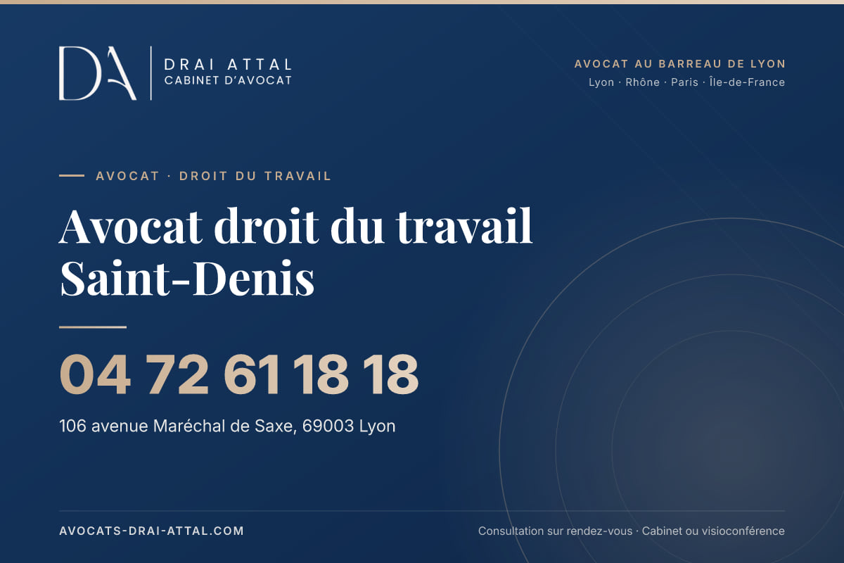 Avocat droit du travail Saint-Denis – Cabinet Drai Attal, avocat à Lyon, 106 avenue Maréchal de Saxe 69003 Lyon, tél. 04 72 61 18 18