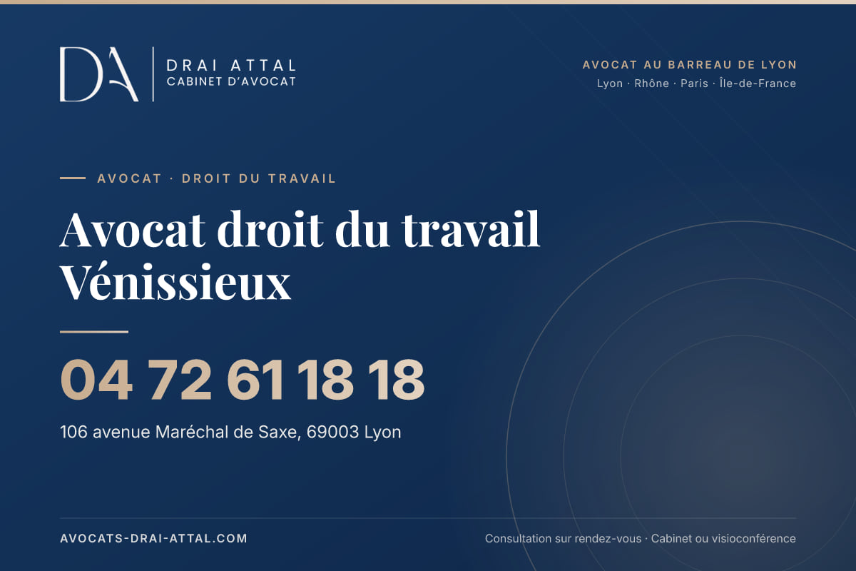 Avocat droit du travail Vénissieux – Cabinet Drai Attal, avocat à Lyon, 106 avenue Maréchal de Saxe 69003 Lyon, tél. 04 72 61 18 18