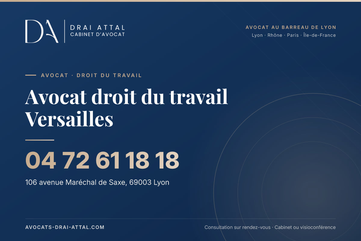 Avocat droit du travail Versailles – Cabinet Drai Attal, avocat à Lyon, 106 avenue Maréchal de Saxe 69003 Lyon, tél. 04 72 61 18 18