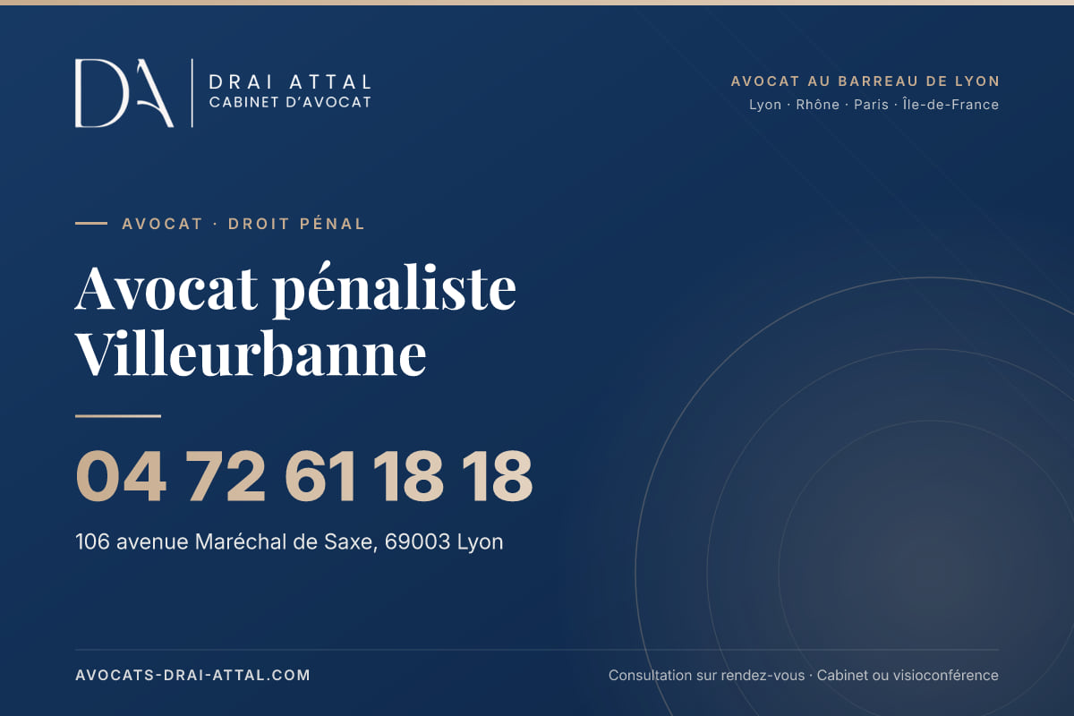 Avocat pénaliste Villeurbanne – Cabinet Drai Attal, avocat à Lyon, 106 avenue Maréchal de Saxe 69003 Lyon, tél. 04 72 61 18 18