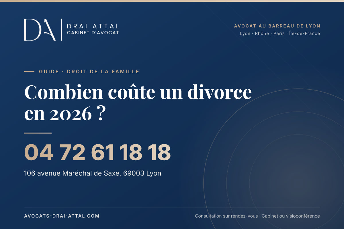 Combien coûte un divorce en 2026 ? Combien coûte un divorce en 2026 ? – Cabinet Drai Attal, avocat à Lyon, 106 avenue Maréchal de Saxe 69003 Lyon, tél. 04 72 61 18 18