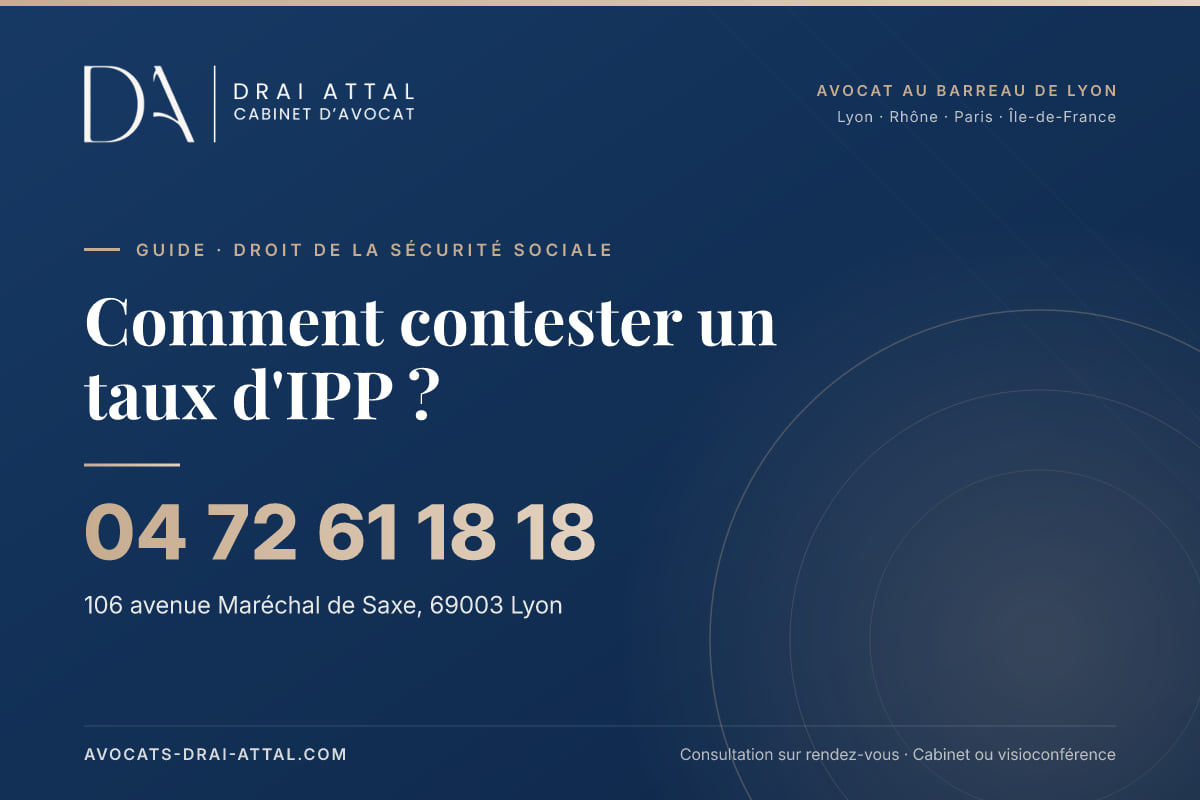 Comment contester un taux d'IPP ? – Cabinet Drai Attal, avocat à Lyon, 106 avenue Maréchal de Saxe 69003 Lyon, tél. 04 72 61 18 18