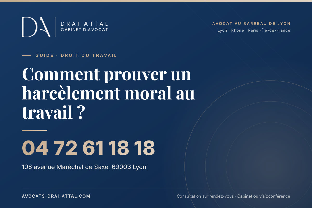 Comment prouver un harcèlement moral au travail ? – Cabinet Drai Attal, avocat à Lyon, 106 avenue Maréchal de Saxe 69003 Lyon, tél. 04 72 61 18 18