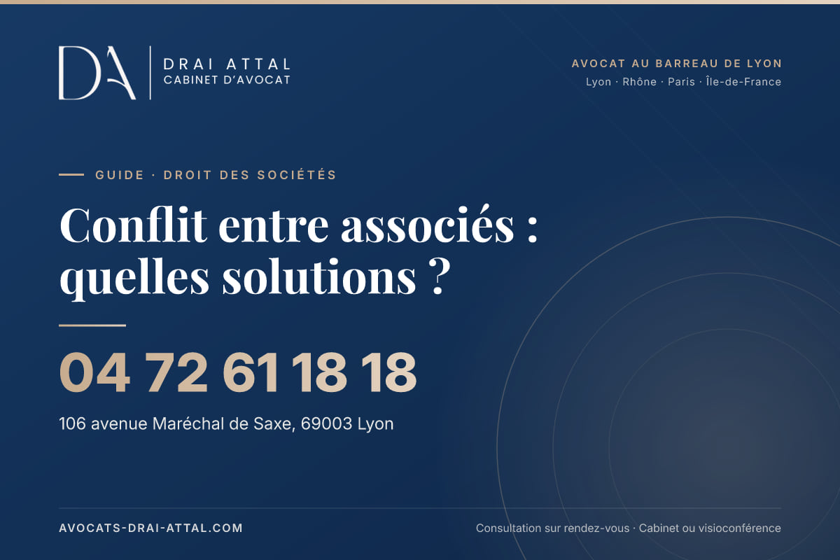 Conflit entre associés : quelles solutions ? – Cabinet Drai Attal, avocat à Lyon, 106 avenue Maréchal de Saxe 69003 Lyon, tél. 04 72 61 18 18