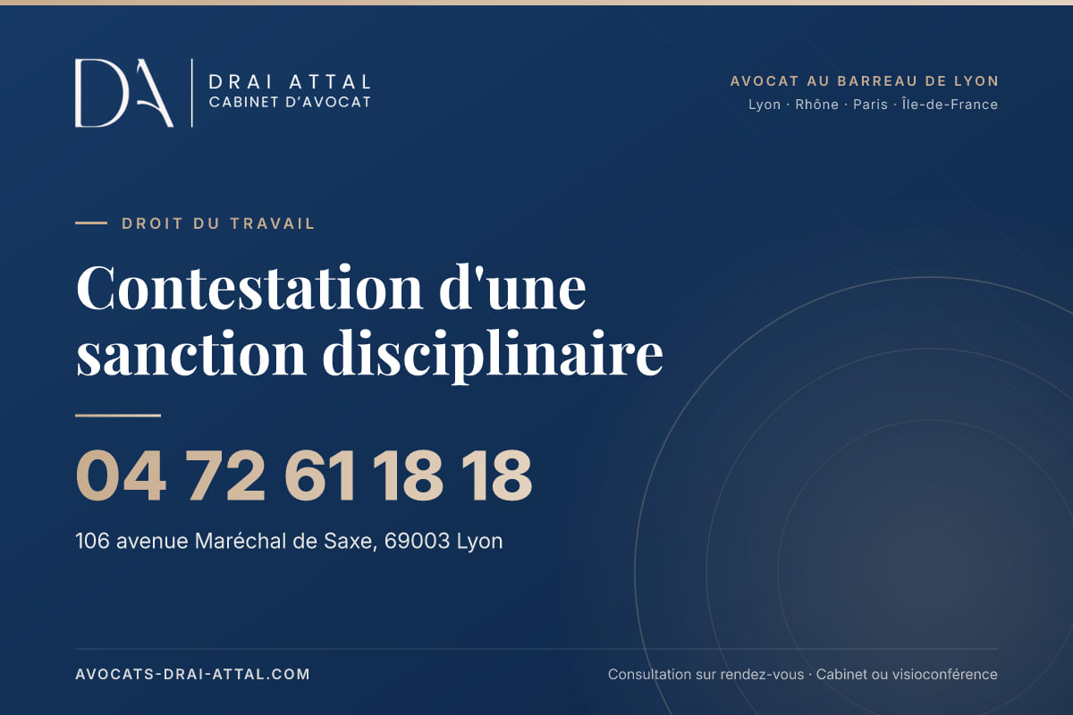Contestation d'une sanction disciplinaire – Cabinet Drai Attal, avocat à Lyon, 106 avenue Maréchal de Saxe 69003 Lyon, tél. 04 72 61 18 18