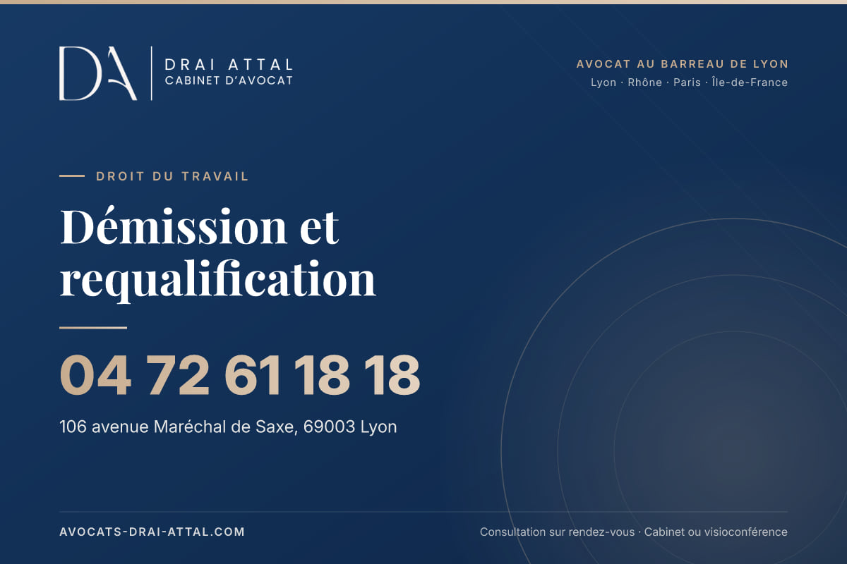 Démission et requalification – Cabinet Drai Attal, avocat à Lyon, 106 avenue Maréchal de Saxe 69003 Lyon, tél. 04 72 61 18 18