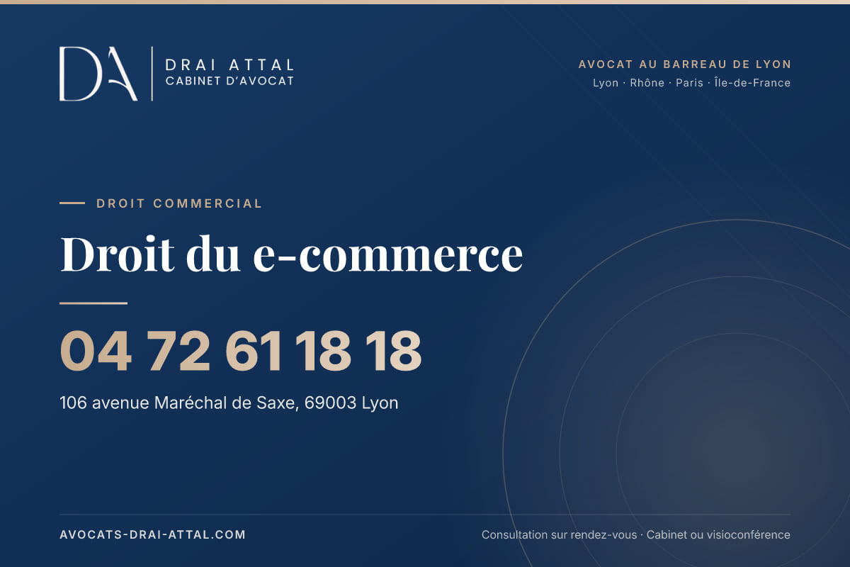 Droit du e-commerce – Cabinet Drai Attal, avocat à Lyon, 106 avenue Maréchal de Saxe 69003 Lyon, tél. 04 72 61 18 18