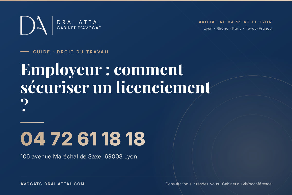 Employeur : comment sécuriser un licenciement ? – Cabinet Drai Attal, avocat à Lyon, 106 avenue Maréchal de Saxe 69003 Lyon, tél. 04 72 61 18 18
