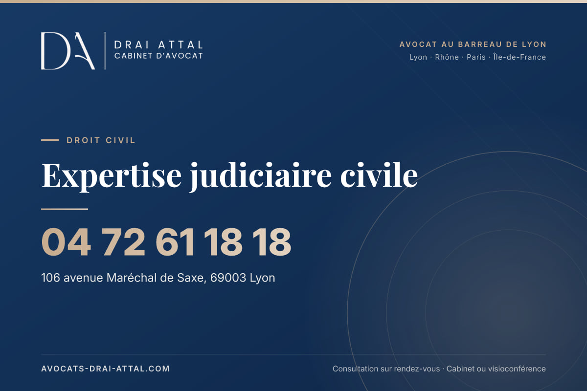 Expertise judiciaire civile – Cabinet Drai Attal, avocat à Lyon, 106 avenue Maréchal de Saxe 69003 Lyon, tél. 04 72 61 18 18