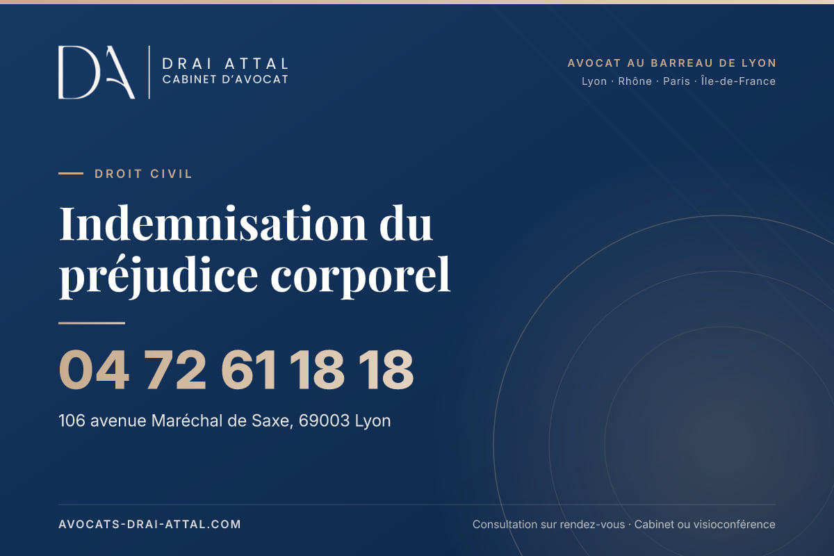 Indemnisation du préjudice corporel – Cabinet Drai Attal, avocat à Lyon, 106 avenue Maréchal de Saxe 69003 Lyon, tél. 04 72 61 18 18