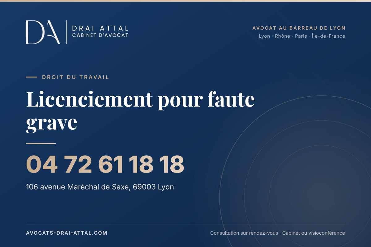 Licenciement pour faute grave – Cabinet Drai Attal, avocat à Lyon, 106 avenue Maréchal de Saxe 69003 Lyon, tél. 04 72 61 18 18