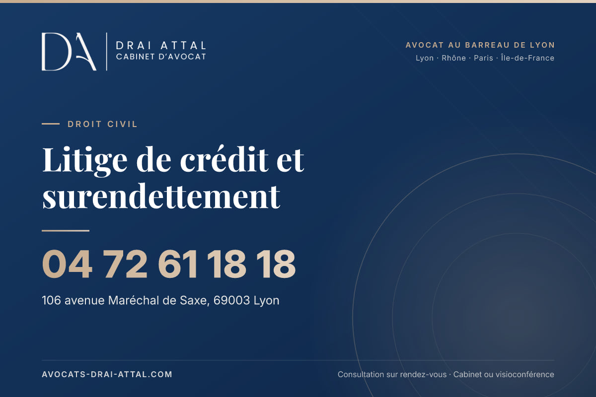 Litige de crédit et surendettement – Cabinet Drai Attal, avocat à Lyon, 106 avenue Maréchal de Saxe 69003 Lyon, tél. 04 72 61 18 18