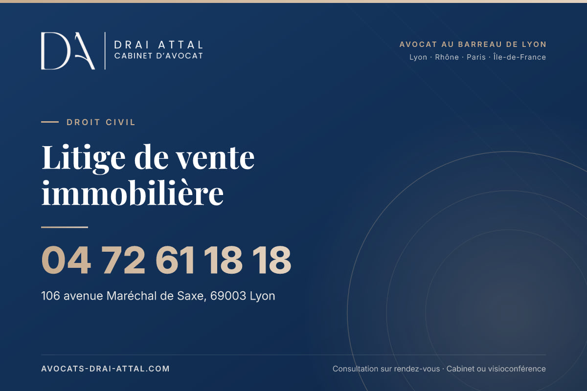 Litige de vente immobilière – Cabinet Drai Attal, avocat à Lyon, 106 avenue Maréchal de Saxe 69003 Lyon, tél. 04 72 61 18 18
