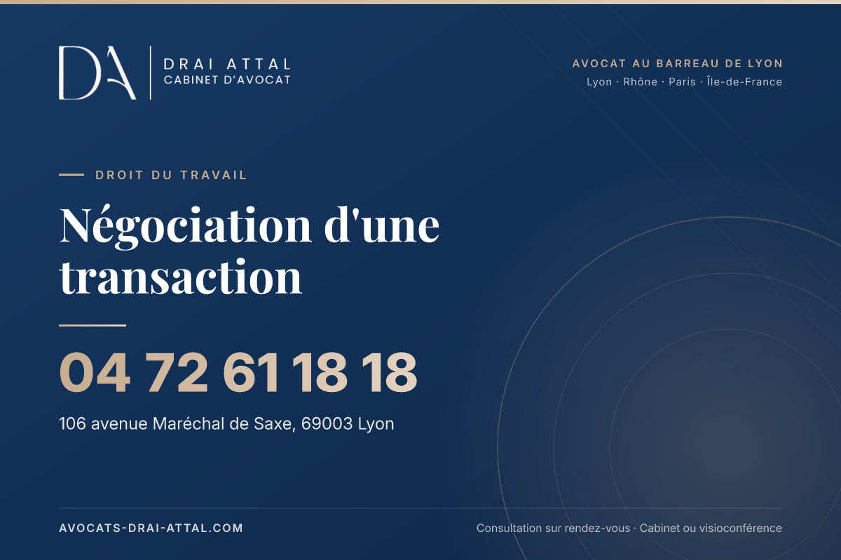 Négociation d'une transaction – Cabinet Drai Attal, avocat à Lyon, 106 avenue Maréchal de Saxe 69003 Lyon, tél. 04 72 61 18 18