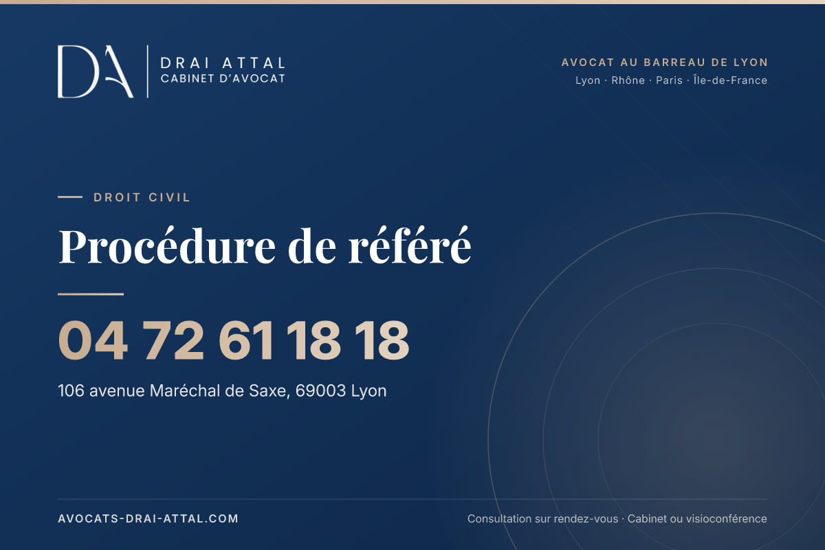 Procédure de référé – Cabinet Drai Attal, avocat à Lyon, 106 avenue Maréchal de Saxe 69003 Lyon, tél. 04 72 61 18 18