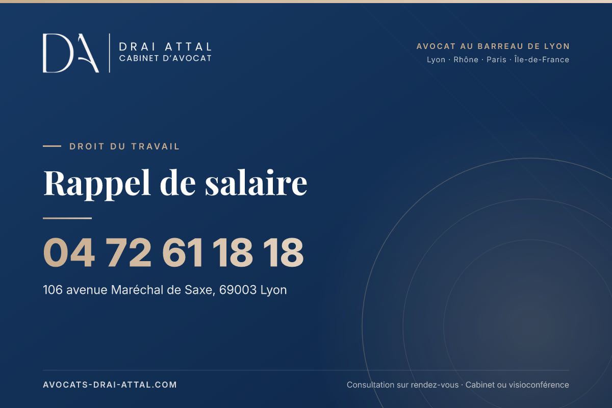 Rappel de salaire – Cabinet Drai Attal, avocat à Lyon, 106 avenue Maréchal de Saxe 69003 Lyon, tél. 04 72 61 18 18