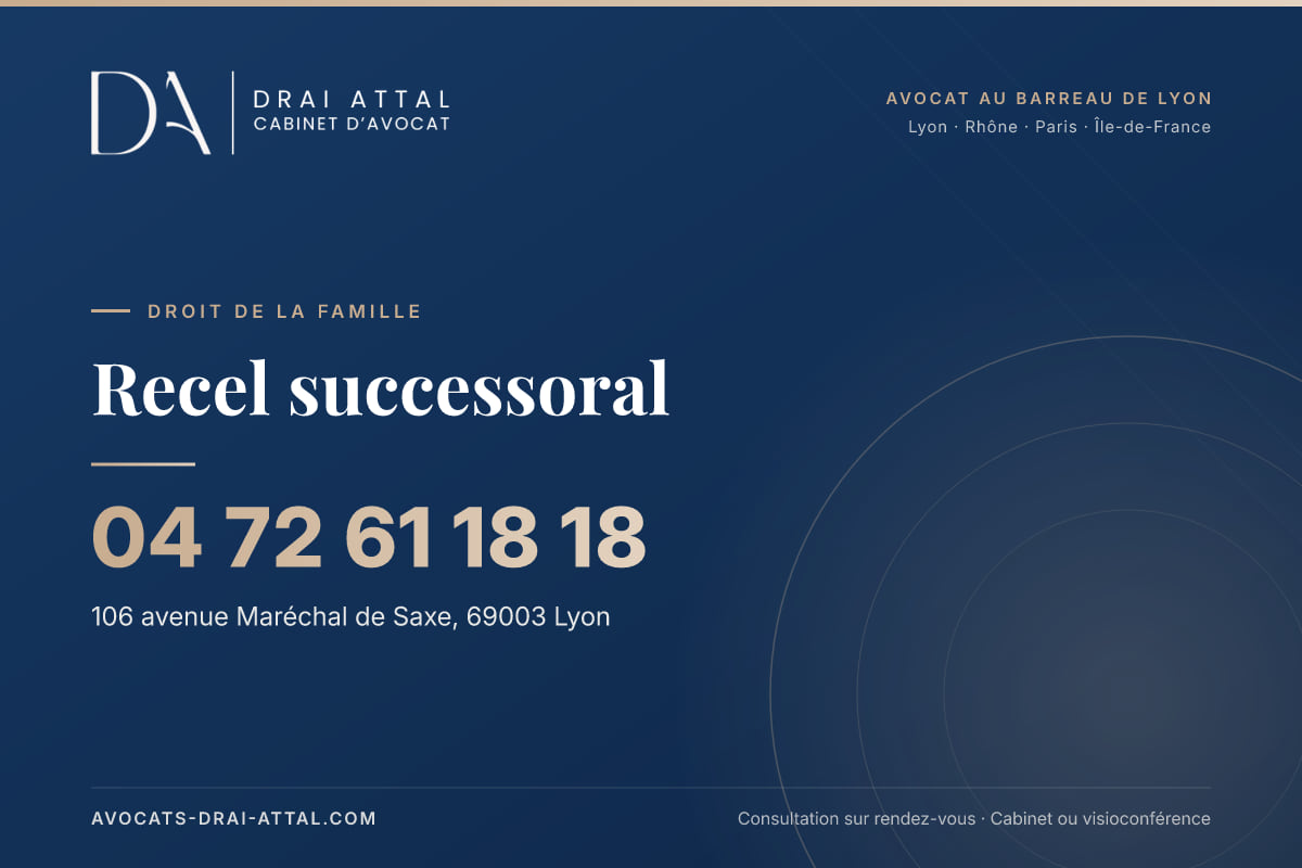 Recel successoral – Cabinet Drai Attal, avocat à Lyon, 106 avenue Maréchal de Saxe 69003 Lyon, tél. 04 72 61 18 18