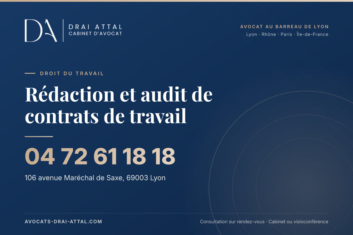 Rédaction et audit de contrats de travail – Cabinet Drai Attal, avocat à Lyon, 106 avenue Maréchal de Saxe 69003 Lyon, tél. 04 72 61 18 18