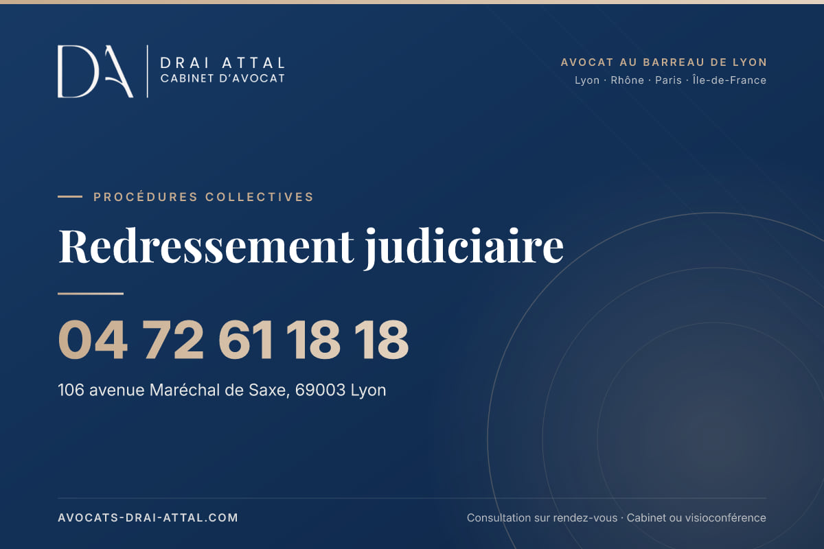 Redressement judiciaire – Cabinet Drai Attal, avocat à Lyon, 106 avenue Maréchal de Saxe 69003 Lyon, tél. 04 72 61 18 18