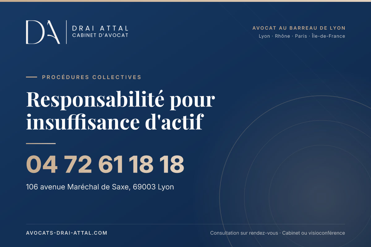 Responsabilité pour insuffisance d'actif – Cabinet Drai Attal, avocat à Lyon, 106 avenue Maréchal de Saxe 69003 Lyon, tél. 04 72 61 18 18