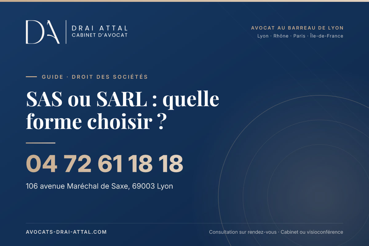 SAS ou SARL : quelle forme choisir ? – Cabinet Drai Attal, avocat à Lyon, 106 avenue Maréchal de Saxe 69003 Lyon, tél. 04 72 61 18 18