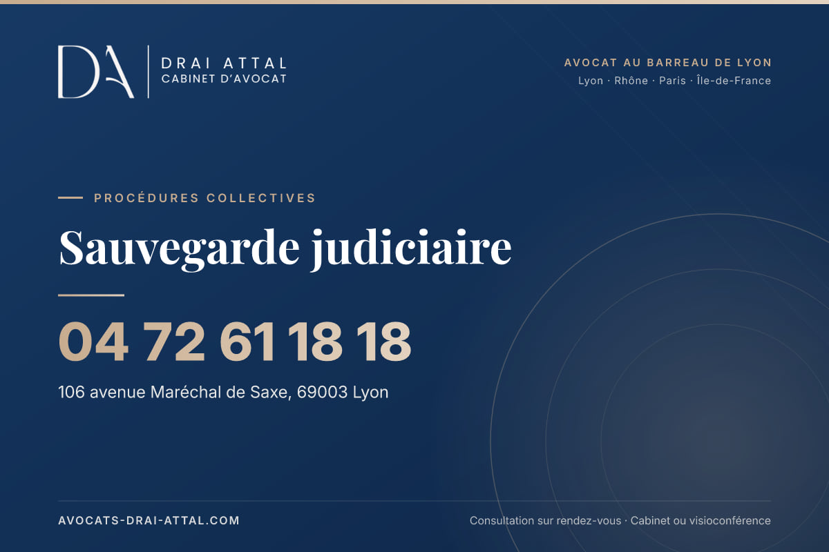 Sauvegarde judiciaire – Cabinet Drai Attal, avocat à Lyon, 106 avenue Maréchal de Saxe 69003 Lyon, tél. 04 72 61 18 18
