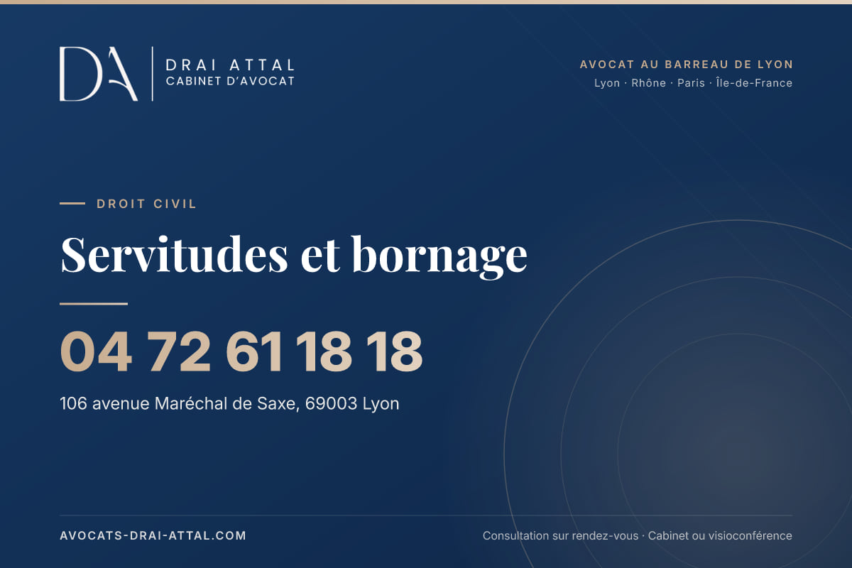 Servitudes et bornage – Cabinet Drai Attal, avocat à Lyon, 106 avenue Maréchal de Saxe 69003 Lyon, tél. 04 72 61 18 18