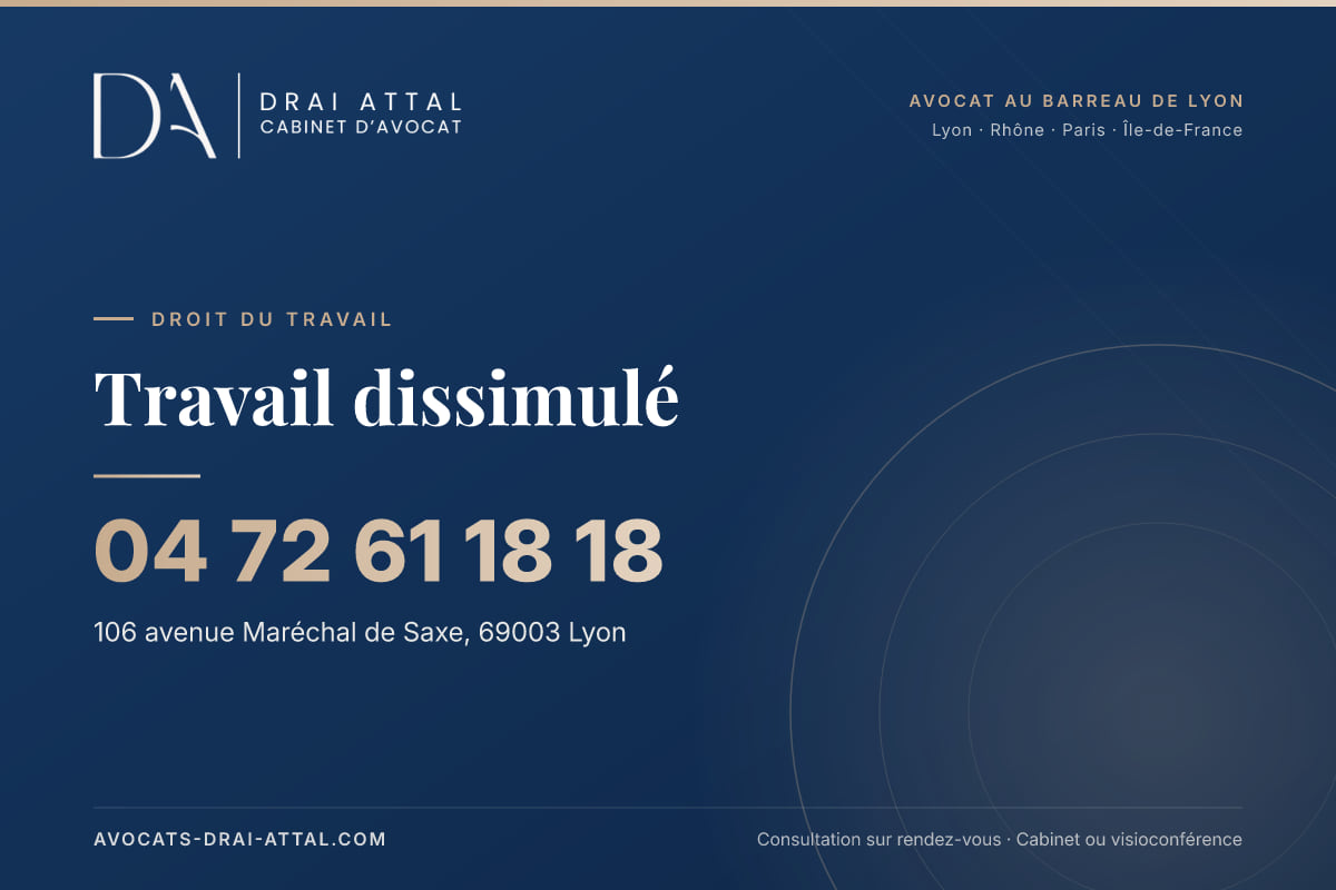 Travail dissimulé – Cabinet Drai Attal, avocat à Lyon, 106 avenue Maréchal de Saxe 69003 Lyon, tél. 04 72 61 18 18