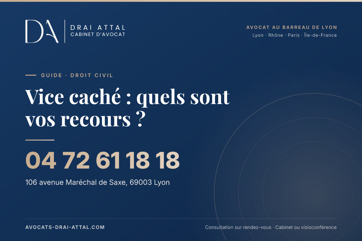 Vice caché : quels sont vos recours ? – Cabinet Drai Attal, avocat à Lyon, 106 avenue Maréchal de Saxe 69003 Lyon, tél. 04 72 61 18 18
