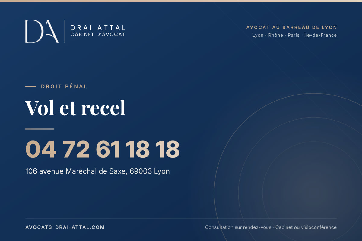 Vol et recel – Cabinet Drai Attal, avocat à Lyon, 106 avenue Maréchal de Saxe 69003 Lyon, tél. 04 72 61 18 18